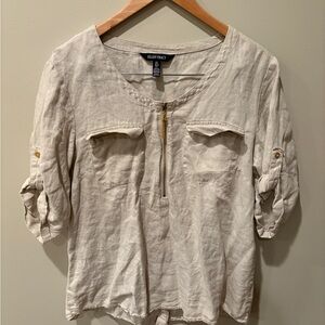 Ellen Tracy Natural Linen Top Size Large